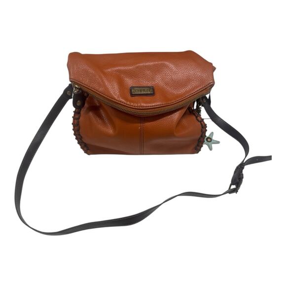 Chala Handbags - Chala Charming Crossbody Bag Zip Flap Top Metal Chain Rust Brown Turtle Keychain